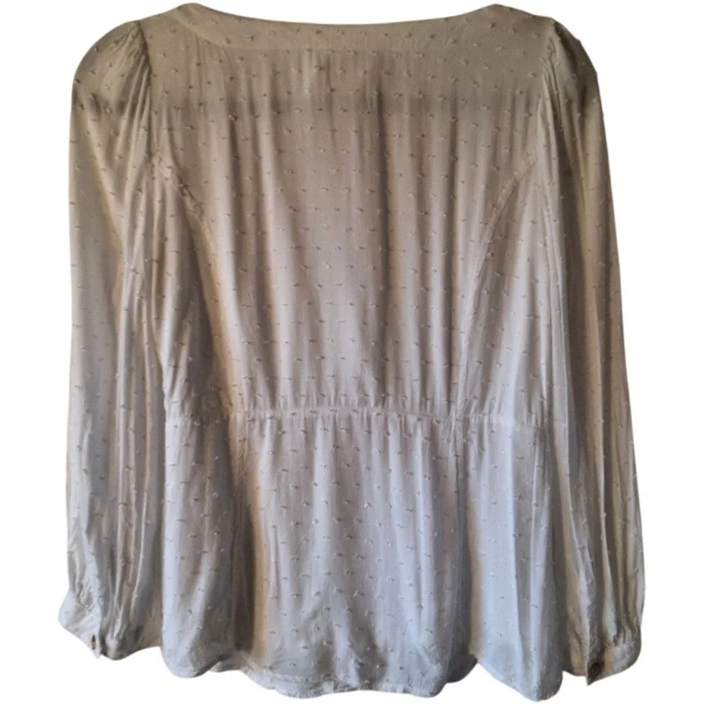 Anthropologie Maeve Sz 4 Lisette Lace-Up Blouse White Swiss Dot Cottage Coquette